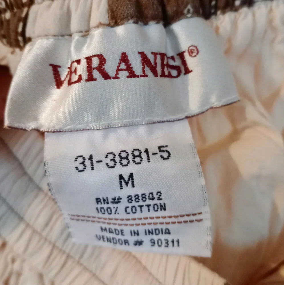 VERANISI Circle Skirt Sz. M Made in India 100 %‎ Cotton Brown & Tan - Picture 8 of 9